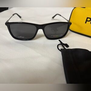 Polaroid Black Unisex Sunglasses with Yellow Case